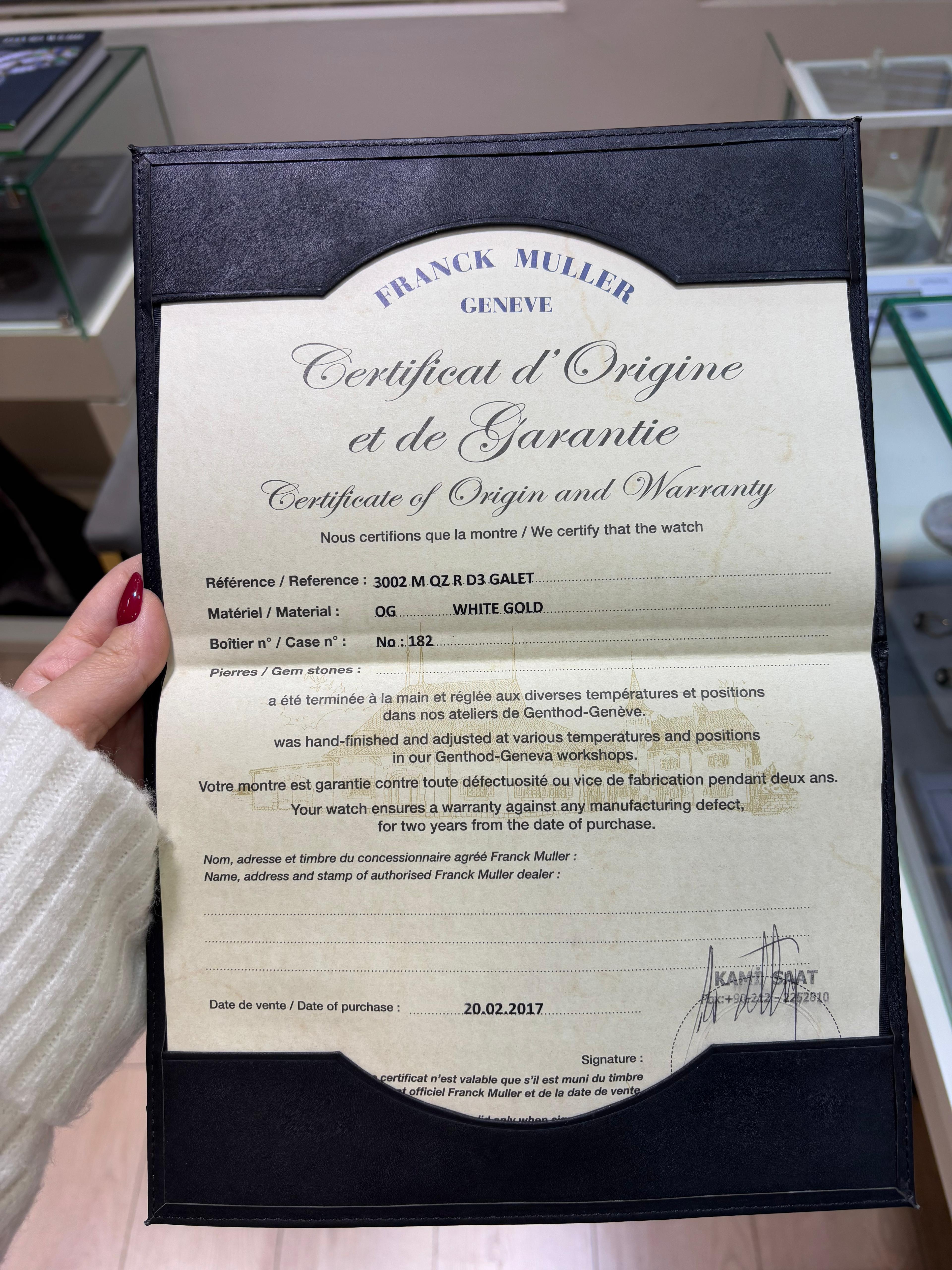 14K White Gold Franck Muller Galet Diamond-Set Watch – Original with Certificate In Excellent Condition In ISTANBUL, TR