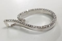 14 Karat White Gold Freeform Diamond Pendant