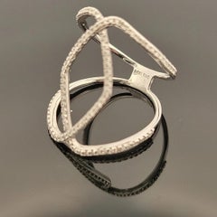 14K White Gold Freeform Open Diamond Ring 0.48CTW Round Brilliant Pave Size 7