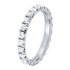 14K White Gold French Pave Diamond Eternity Ring, 1.22 Carat Total Weight