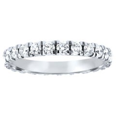 14K White Gold French Pave Diamond Eternity Ring, 1.22 Carat Total Weight