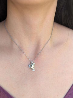 14k White Gold Frog Pendant Charm Three Dimensional Animal Theme