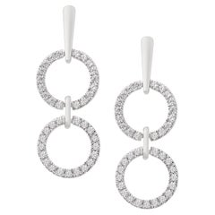 Boucles d'oreilles en or blanc 14K à maillons en forme de cercle et diamants Whiting