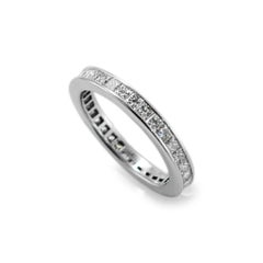 14K White Gold Full Eternity Channel Set Princess Cut Diamond Wedding Band