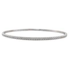 14K White Gold Full Eternity Tennis 1.15ct Diamond Flexible Bangle Bracelet
