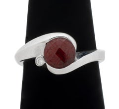14K White Gold Garnet and Diamond Ring