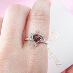 14 Karat White Gold Garnet and Diamonds Star Ring