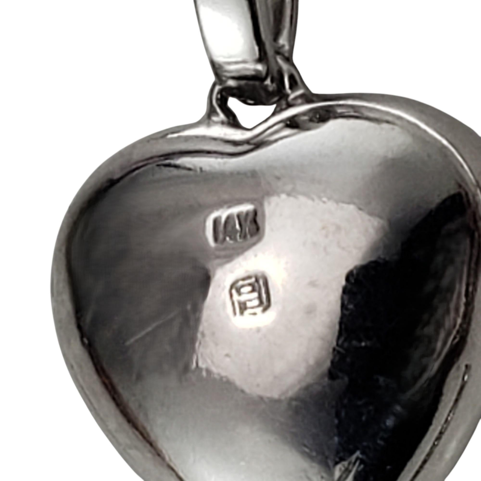 14K White Gold Garnet & Diamond Heart Pendant Necklace #21676 In condizioni buone in vendita a Washington Depot, CT