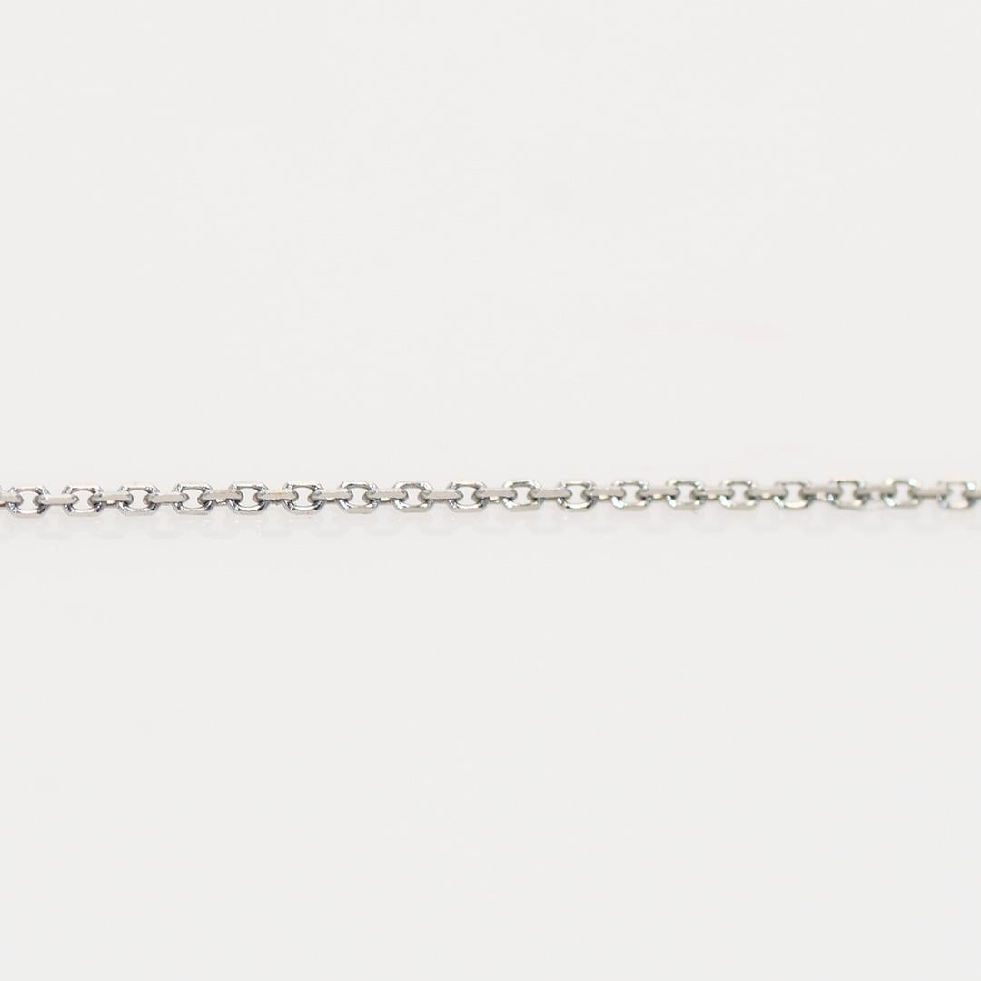 Women's 14K White Gold Garnet & Diamond Necklace, 2.7g For Sale
