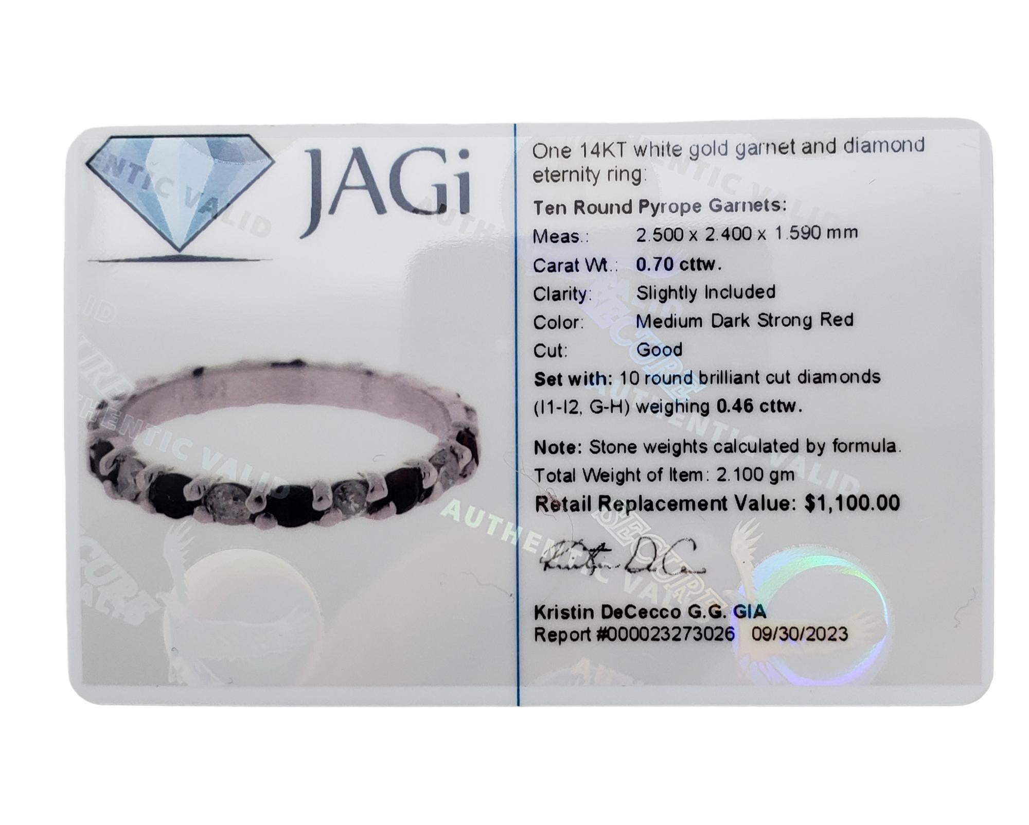 14K White Gold Garnet & Diamond Ring Size 6.25 #15744 For Sale 3