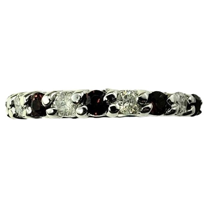 14K White Gold Garnet & Diamond Ring Size 6.25 #15744 For Sale
