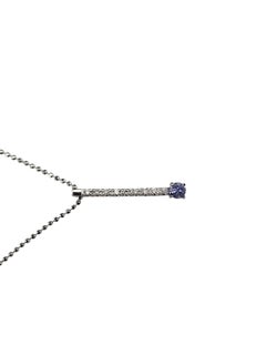 14K White Gold Gemstone and Diamond Bar Pendant Necklace #24379