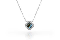 14k White Gold Gemstone Clover Necklace Gemstone Options