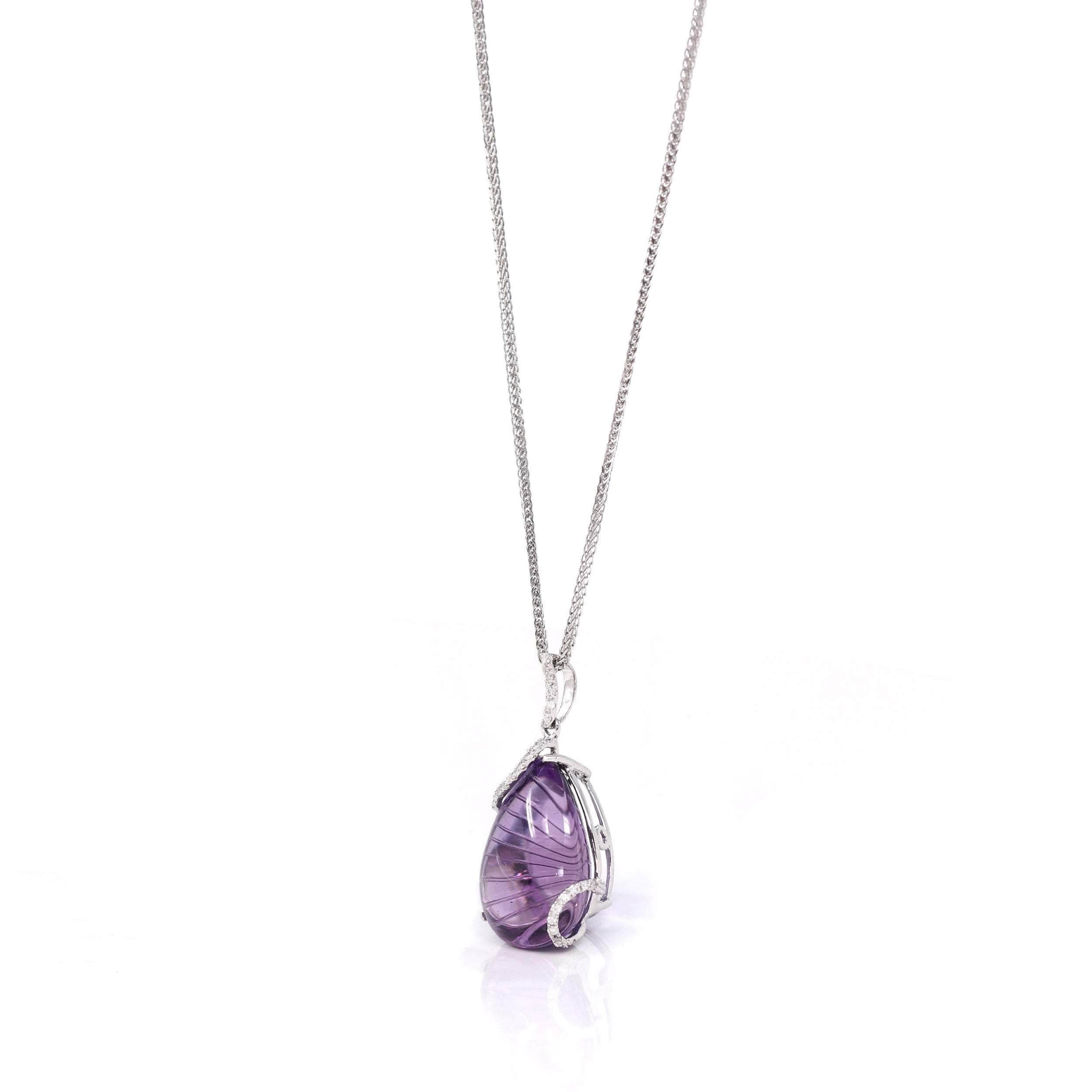 * INTRODUCTION--- This pendant is made with high-quality genuine 5.84ct AAA nice purple amethyst & SI genuine diamonds. It looks so royal and exquisite. The luxury purple color stands out like no other. And the whole amethyst is so vibrant. The