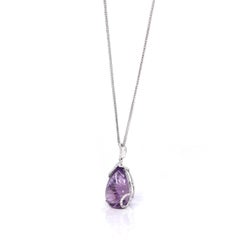 14k White Gold Genuine AAA Royal Amethyst Necklace