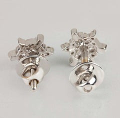 14K White Gold Genuine Diamond Earring Studs Minimalist