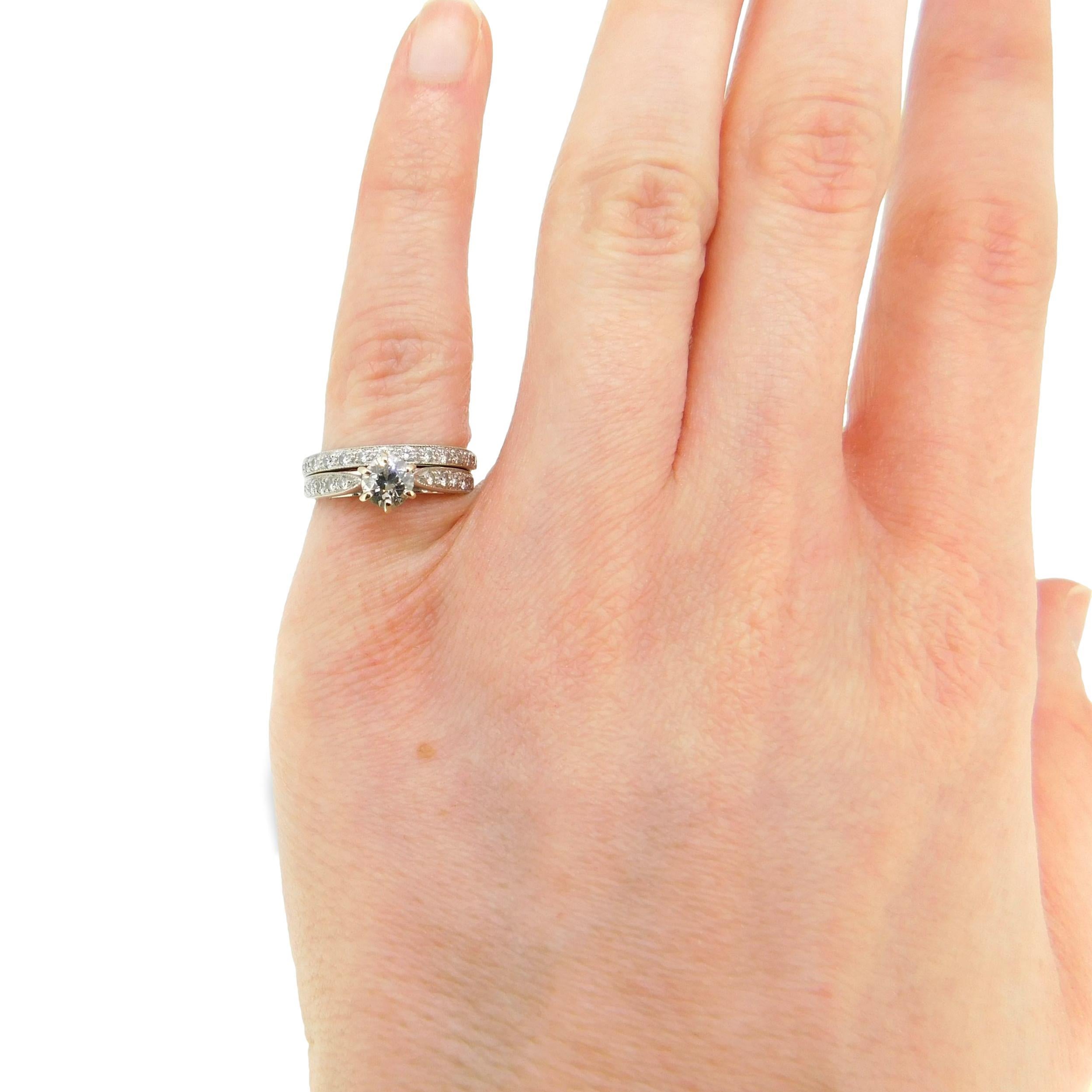 Women's 14k White Gold Genuine Natural Diamond Engagement Wedding Ring Set 1ct '#J2663' For Sale