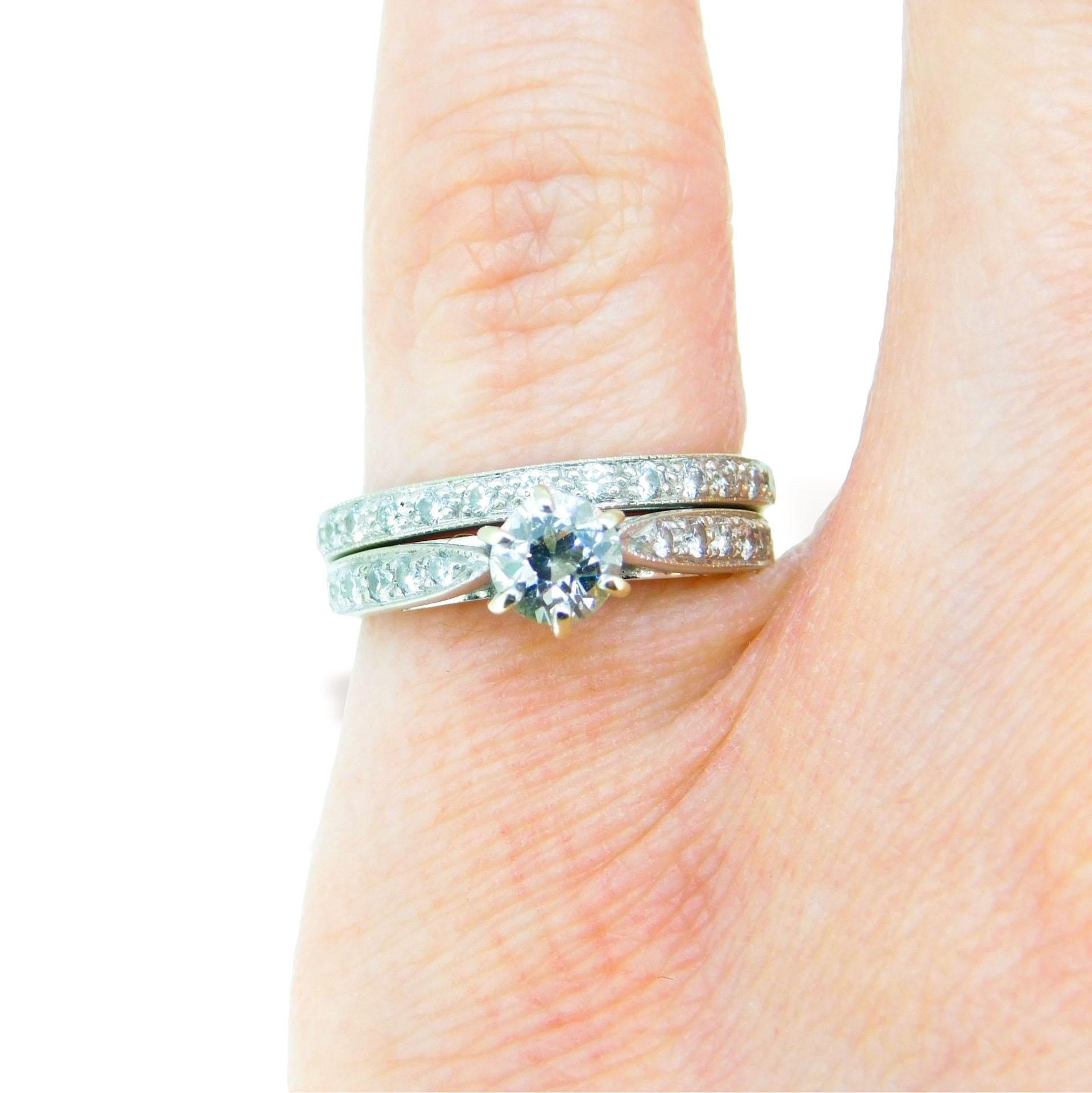 14k White Gold Genuine Natural Diamond Engagement Wedding Ring Set 1ct '#J2663' For Sale 1