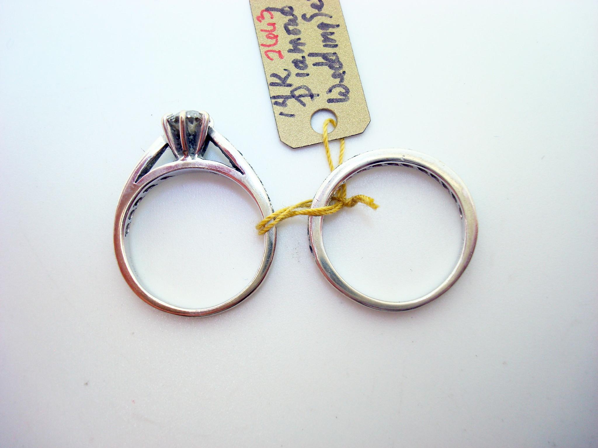 Brilliant Cut 14k White Gold Genuine Natural Diamond Engagement Wedding Ring Set 1ct '#J2663' For Sale