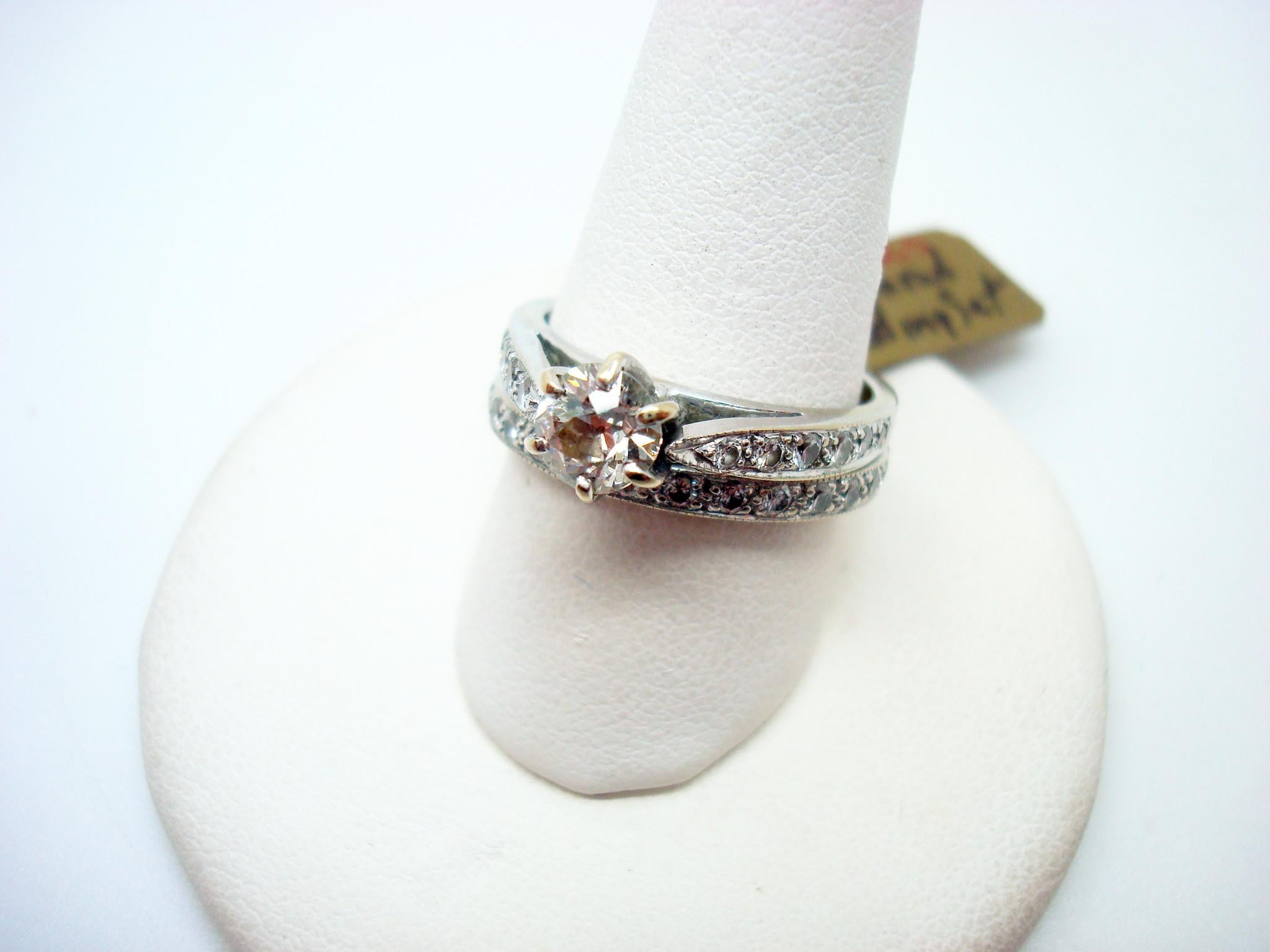 14k White Gold Genuine Natural Diamond Engagement Wedding Ring Set 1ct '#J2663' For Sale 1