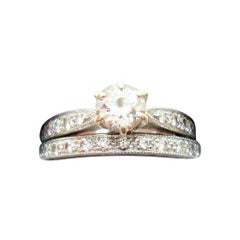 Vintage 14k White Gold Genuine Natural Diamond Engagement Wedding Ring Set 1ct '#J2663'