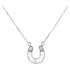 14K White Gold Geometric 0.05 Cts Diamond Pendant Necklace