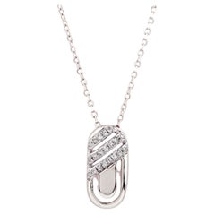 14K White Gold Geometric Diamond Loop Pendant Necklace