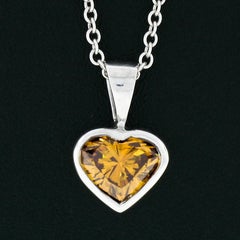 Pendentif en or blanc 14k GIA 0.70ct Fancy Deep Brown Orange Heart Natural Diamond