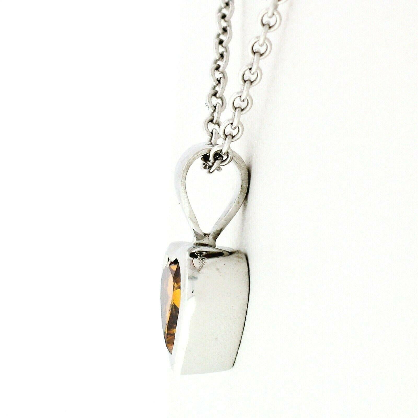Pendentif en or blanc 14k GIA 0.70ct Fancy Deep Brown Orange Heart Natural Diamond Excellent état - En vente à Montclair, NJ