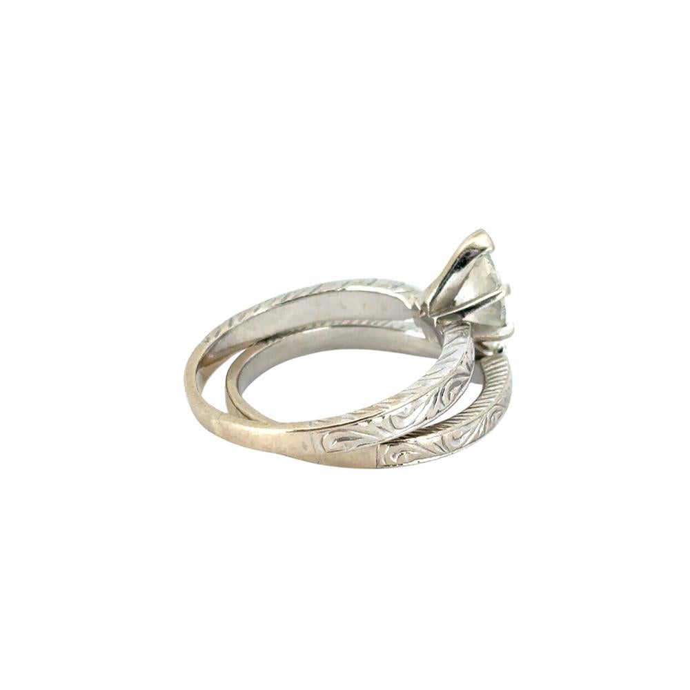 Ensemble bague de fiançailles et alliance assortie en or blanc 14 carats avec diamant GIA de 1,01 cw en vente 4