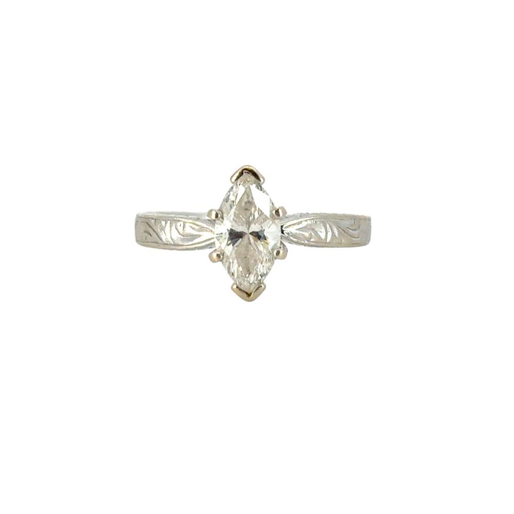 Ensemble bague de fiançailles et alliance assortie en or blanc 14 carats avec diamant GIA de 1,01 cw en vente 12