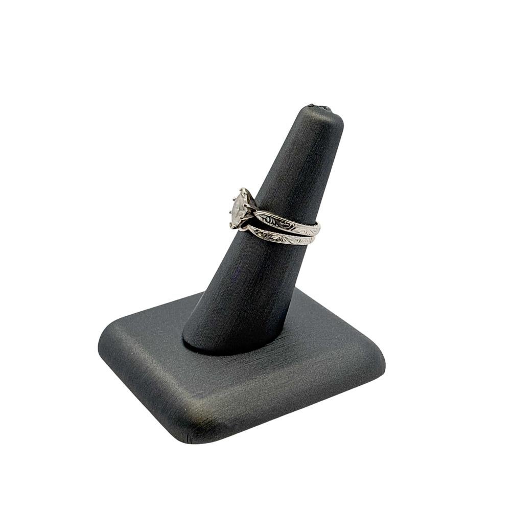 Taille Marquise Ensemble bague de fiançailles et alliance assortie en or blanc 14 carats avec diamant GIA de 1,01 cw en vente