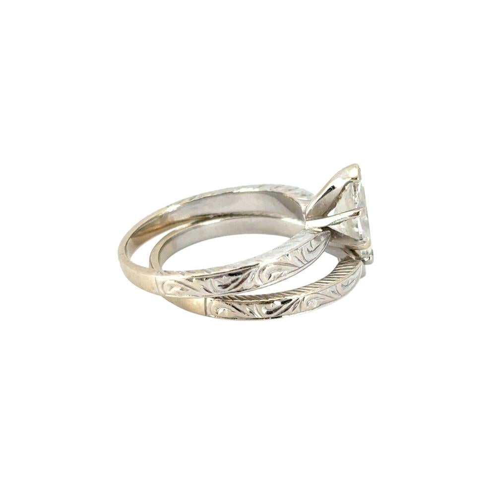 Ensemble bague de fiançailles et alliance assortie en or blanc 14 carats avec diamant GIA de 1,01 cw en vente 3