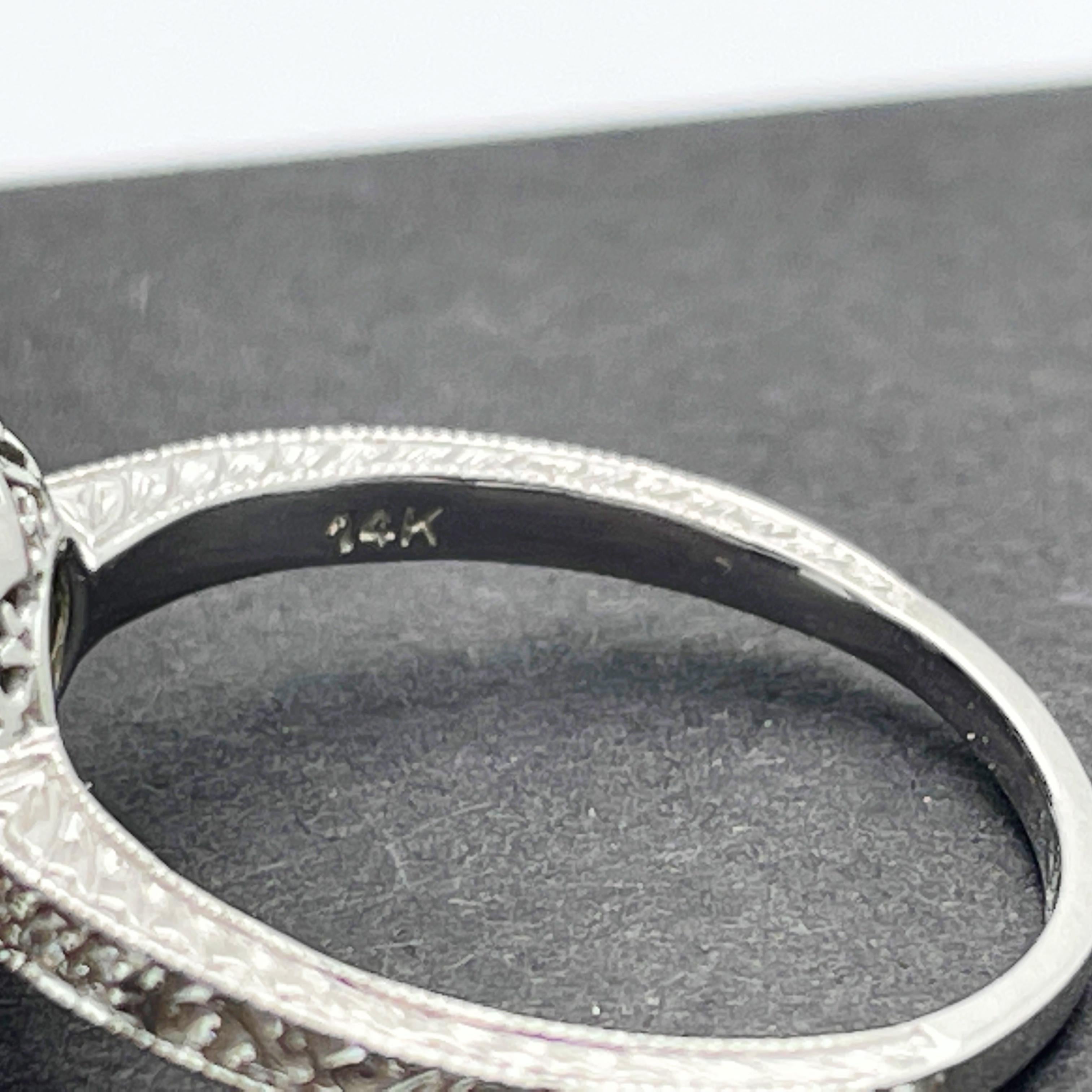 14 Karat Weißgold Verlobungsring, GIA 1,03 Karat runder Brillant und Smaragd Damen