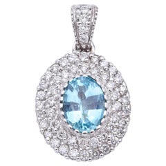 14K White Gold GIA 1.07 Ct Paraiba Tourmaline & 0.70 TCW Diamond Pendant