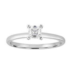 14K White Gold GIA Certified 0.60 Asscher Cut Diamond Ring Set