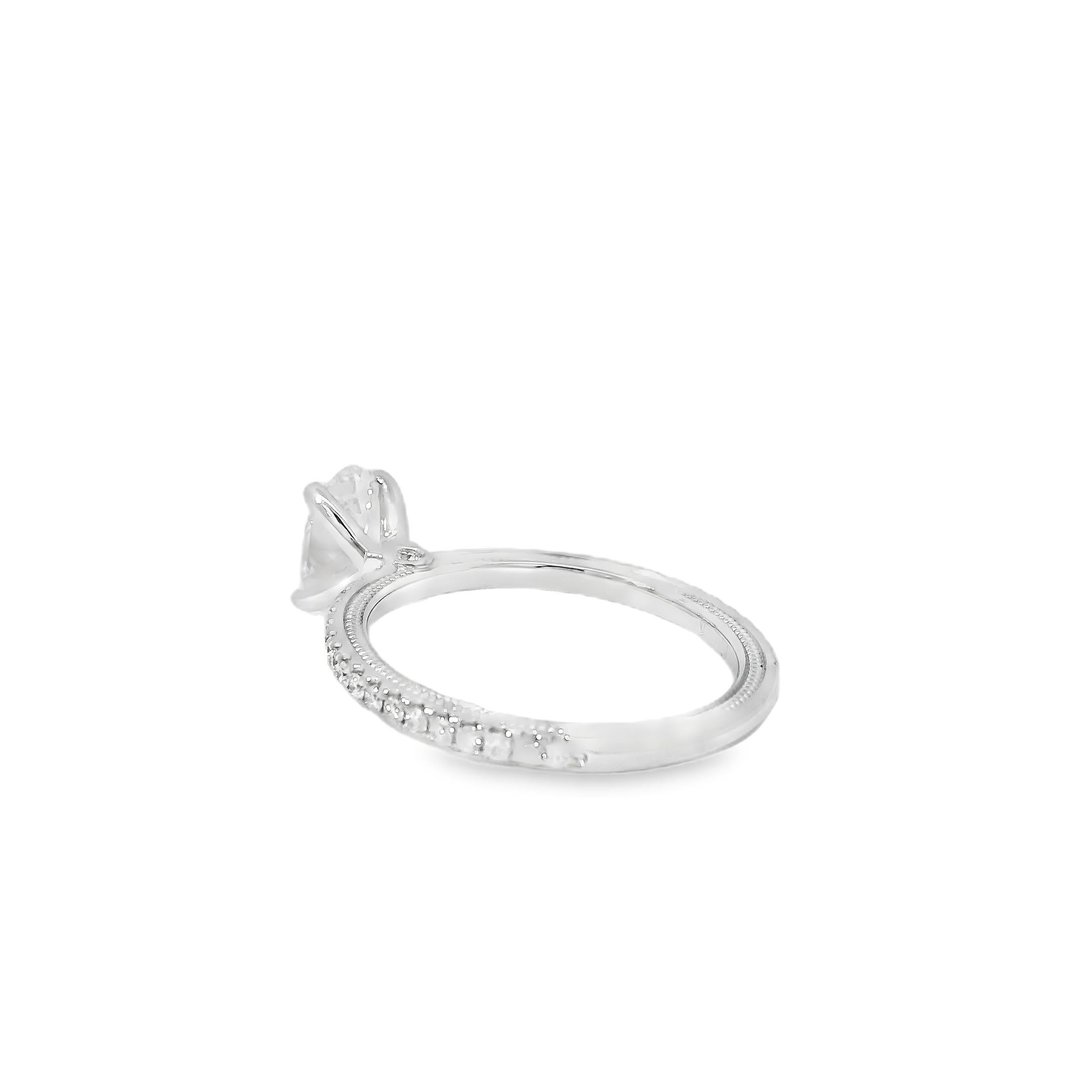 Bague de fiançailles en or blanc 14k certifiée GIA avec un diamant ovale de 0,75ct en vente 5