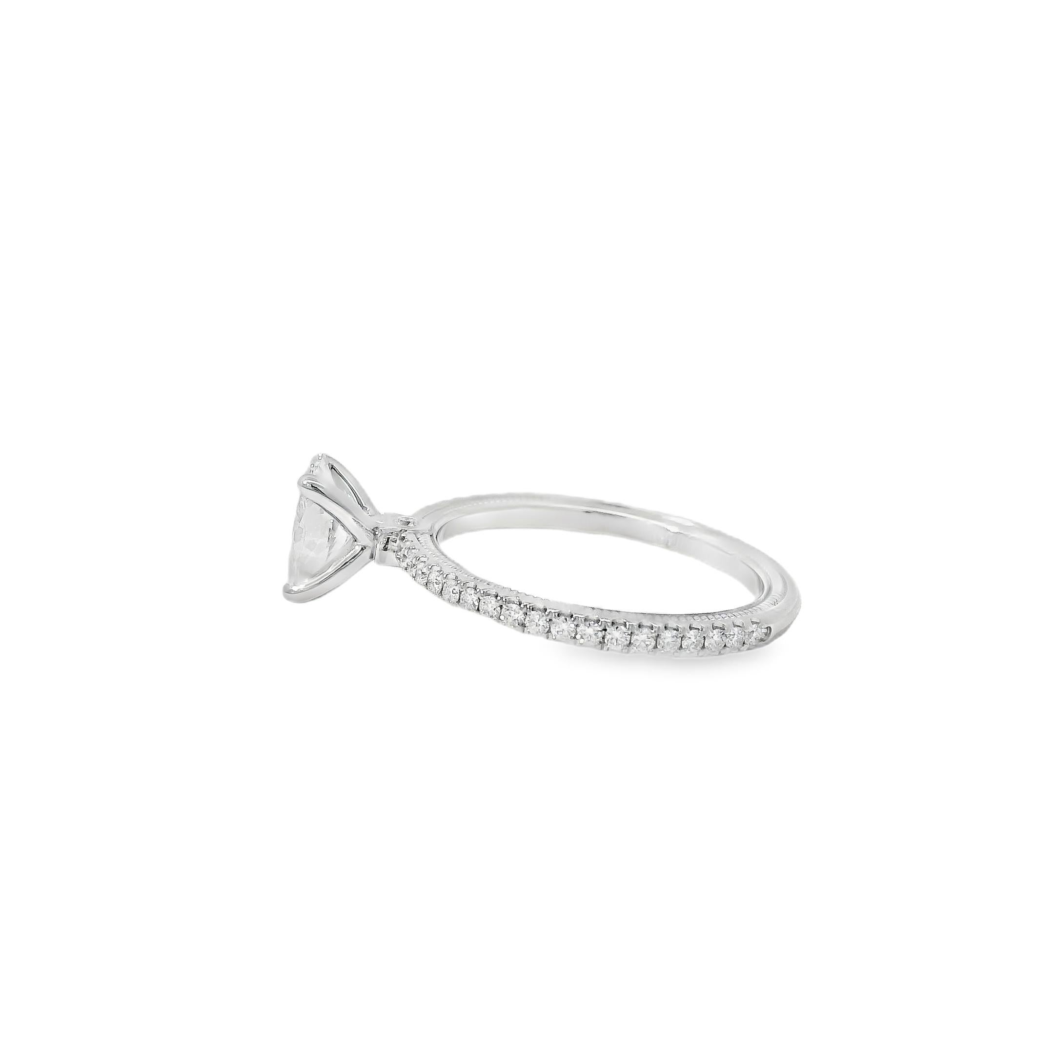 Bague de fiançailles en or blanc 14k certifiée GIA avec un diamant ovale de 0,75ct en vente 1