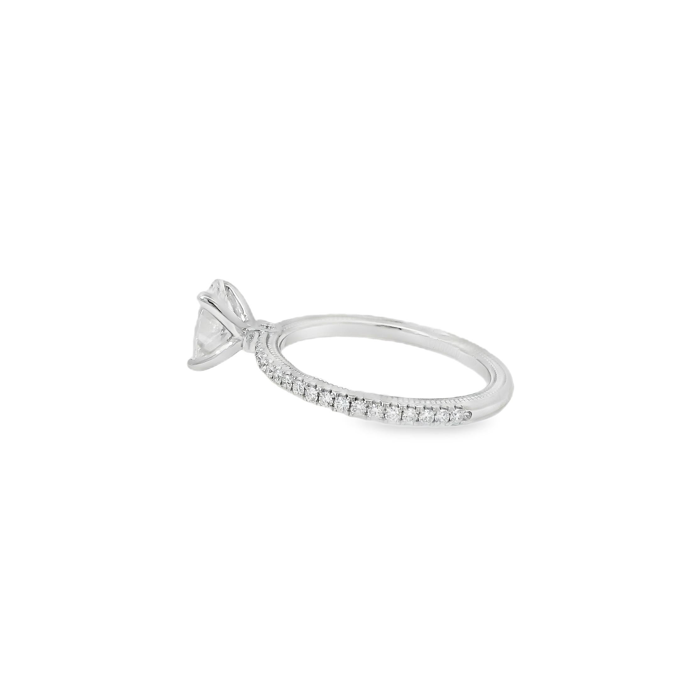 Bague de fiançailles en or blanc 14k certifiée GIA avec un diamant ovale de 0,75ct en vente 2