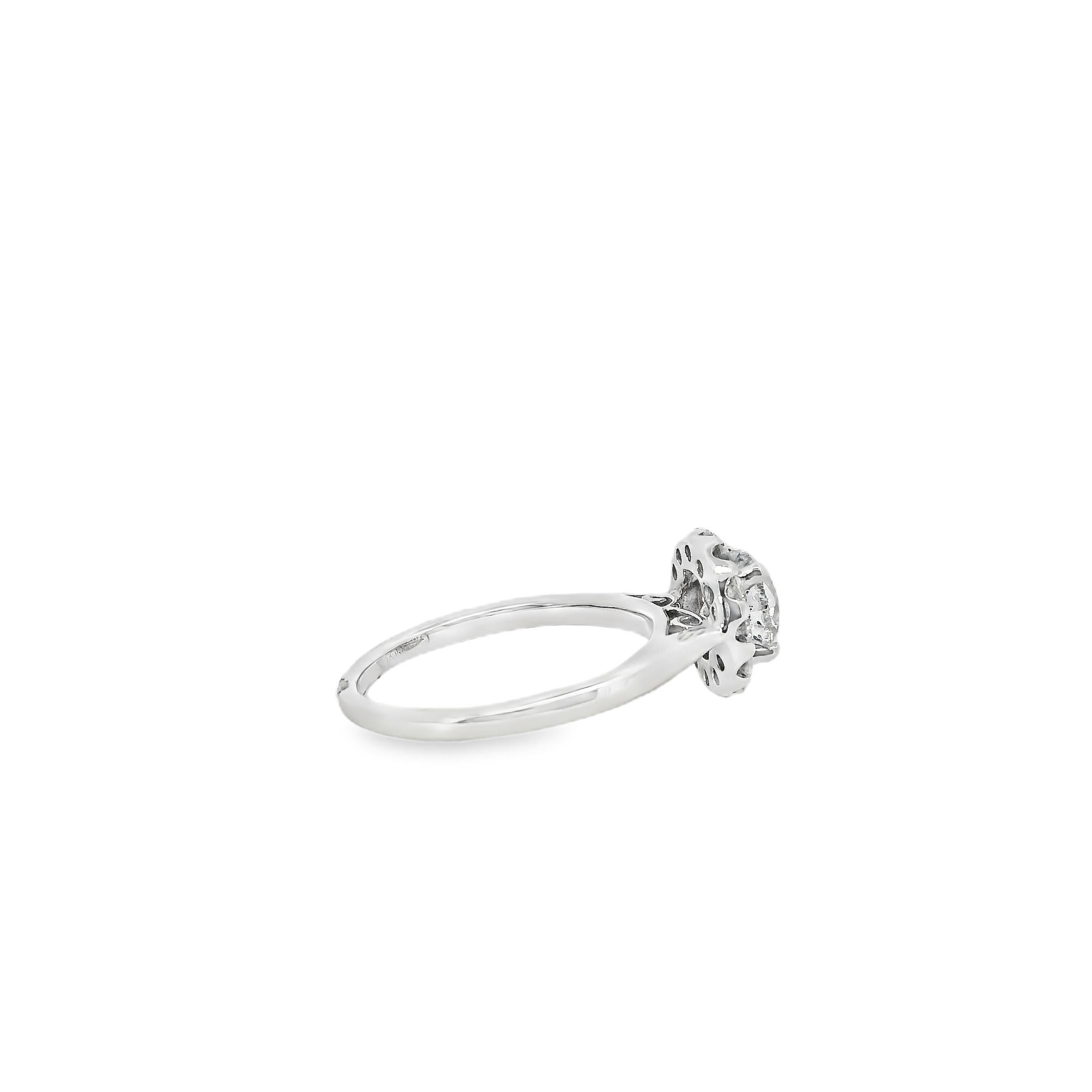 Bague de fiançailles en or blanc 14k certifiée GIA 1,02ct diamant rond brillant en vente 7