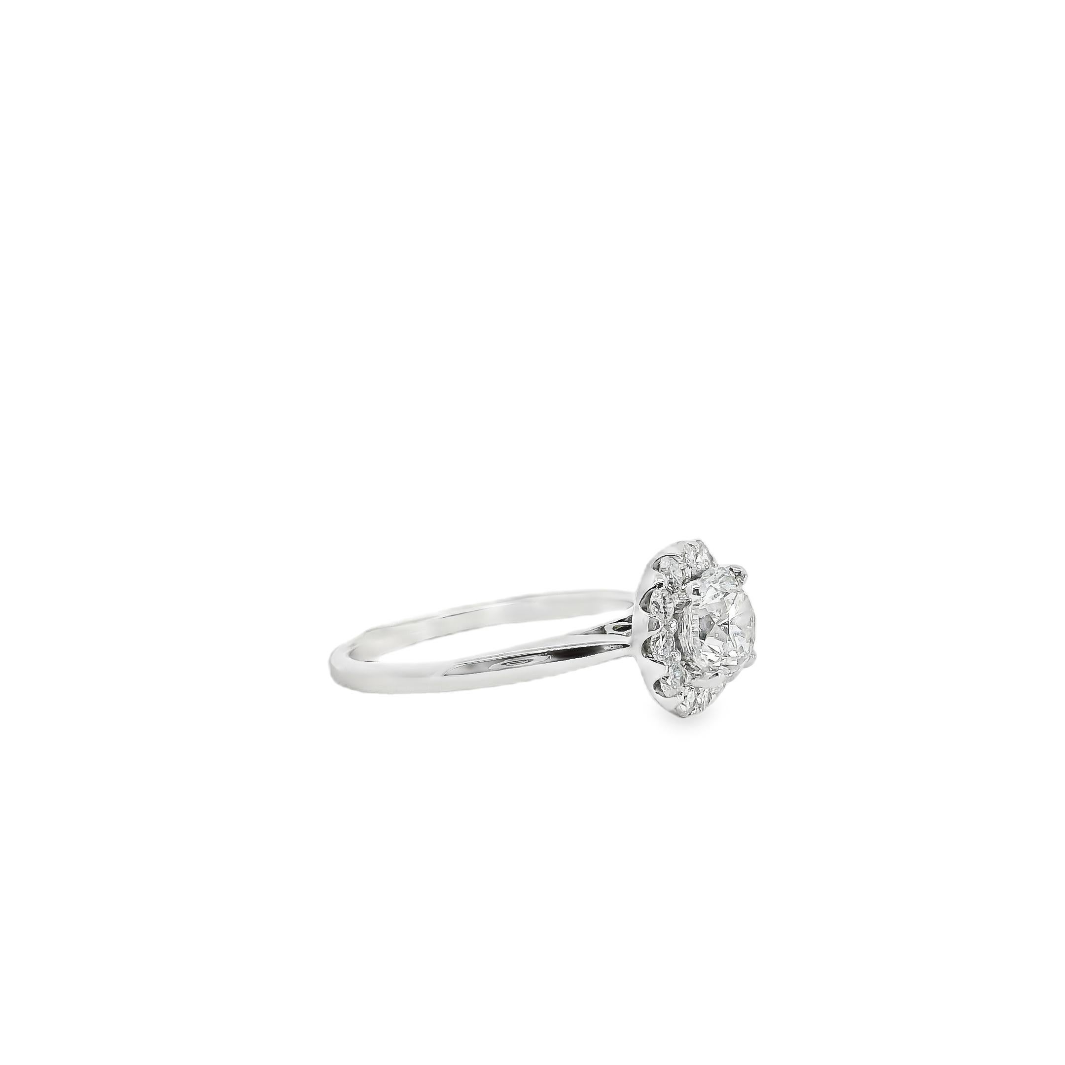 Bague de fiançailles en or blanc 14k certifiée GIA 1,02ct diamant rond brillant en vente 10
