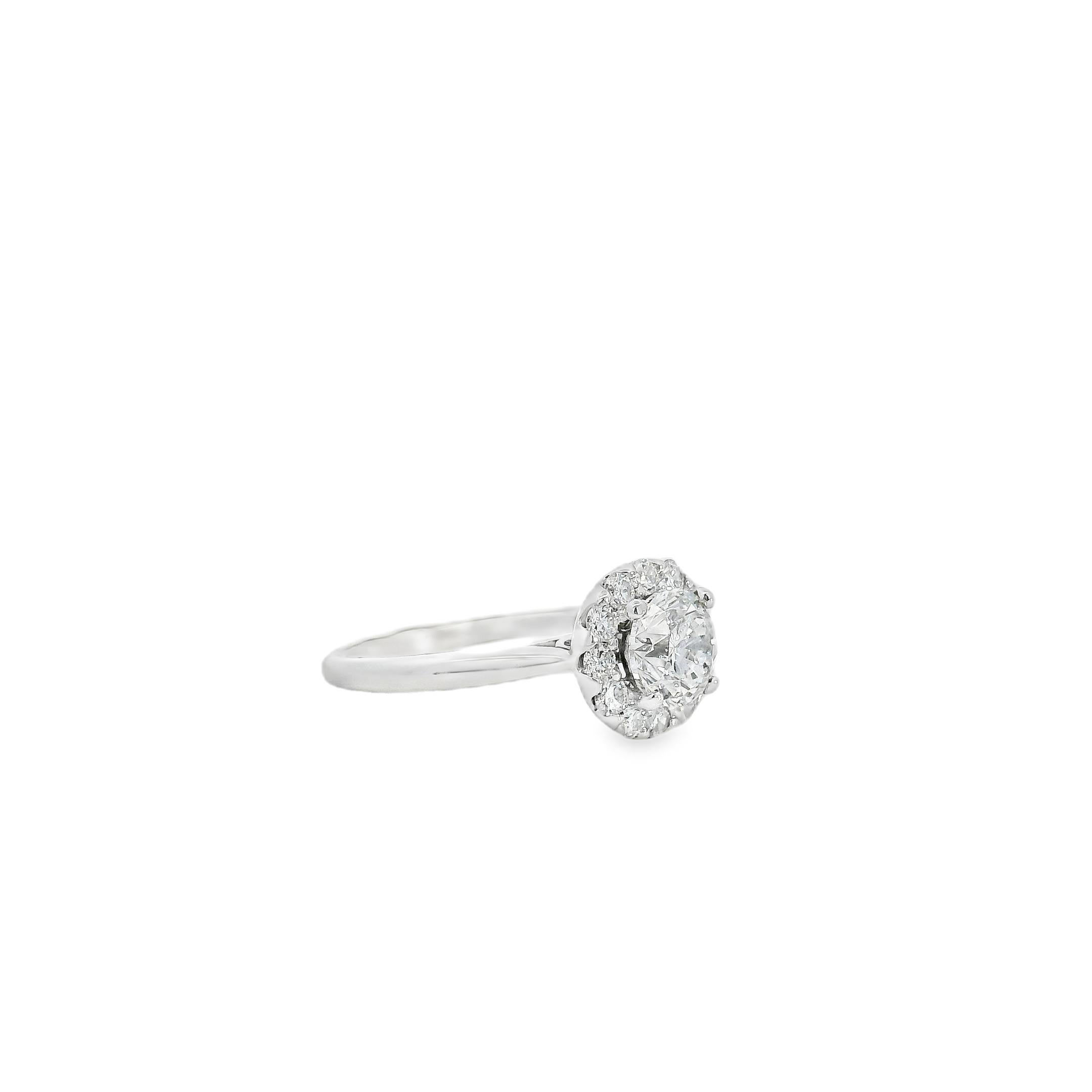 Bague de fiançailles en or blanc 14k certifiée GIA 1,02ct diamant rond brillant en vente 11