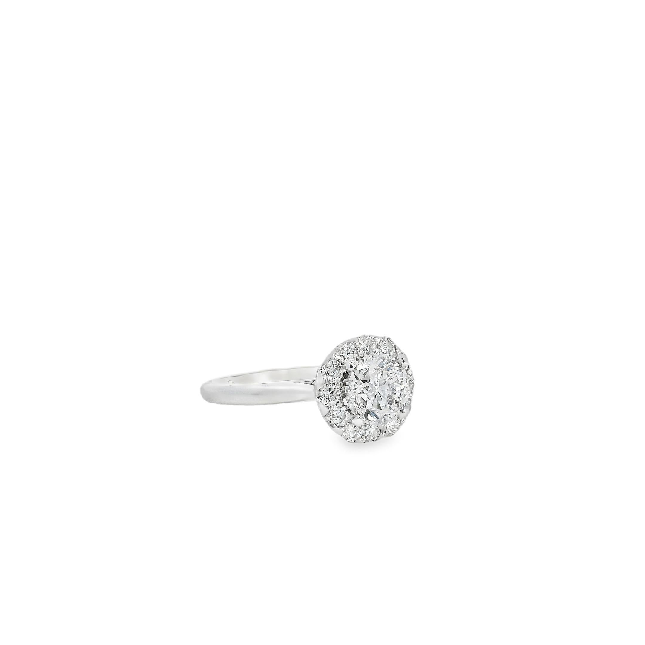 Bague de fiançailles en or blanc 14k certifiée GIA 1,02ct diamant rond brillant en vente 12