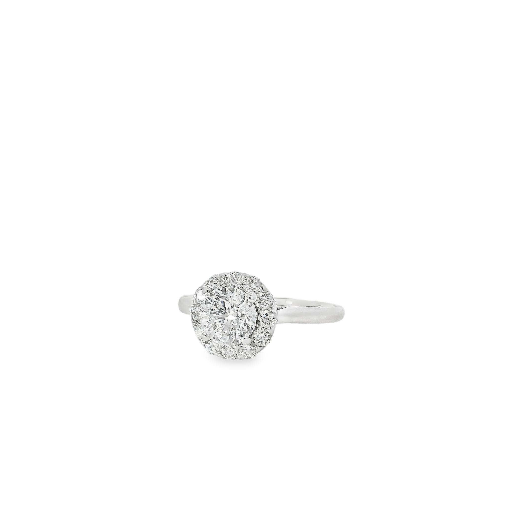 Bague de fiançailles en or blanc 14k certifiée GIA 1,02ct diamant rond brillant en vente 13