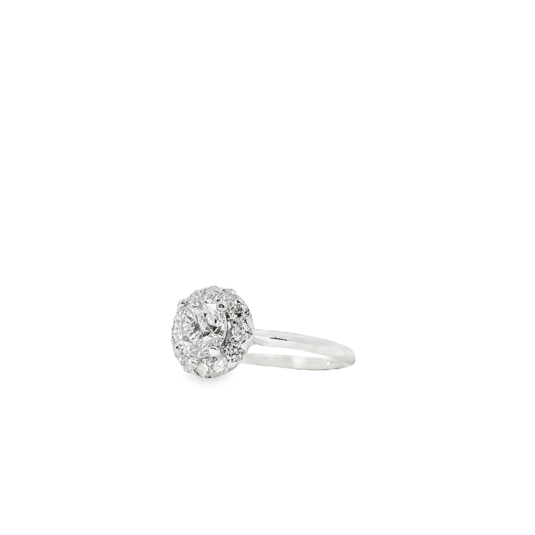 Taille ronde Bague de fiançailles en or blanc 14k certifiée GIA 1,02ct diamant rond brillant en vente