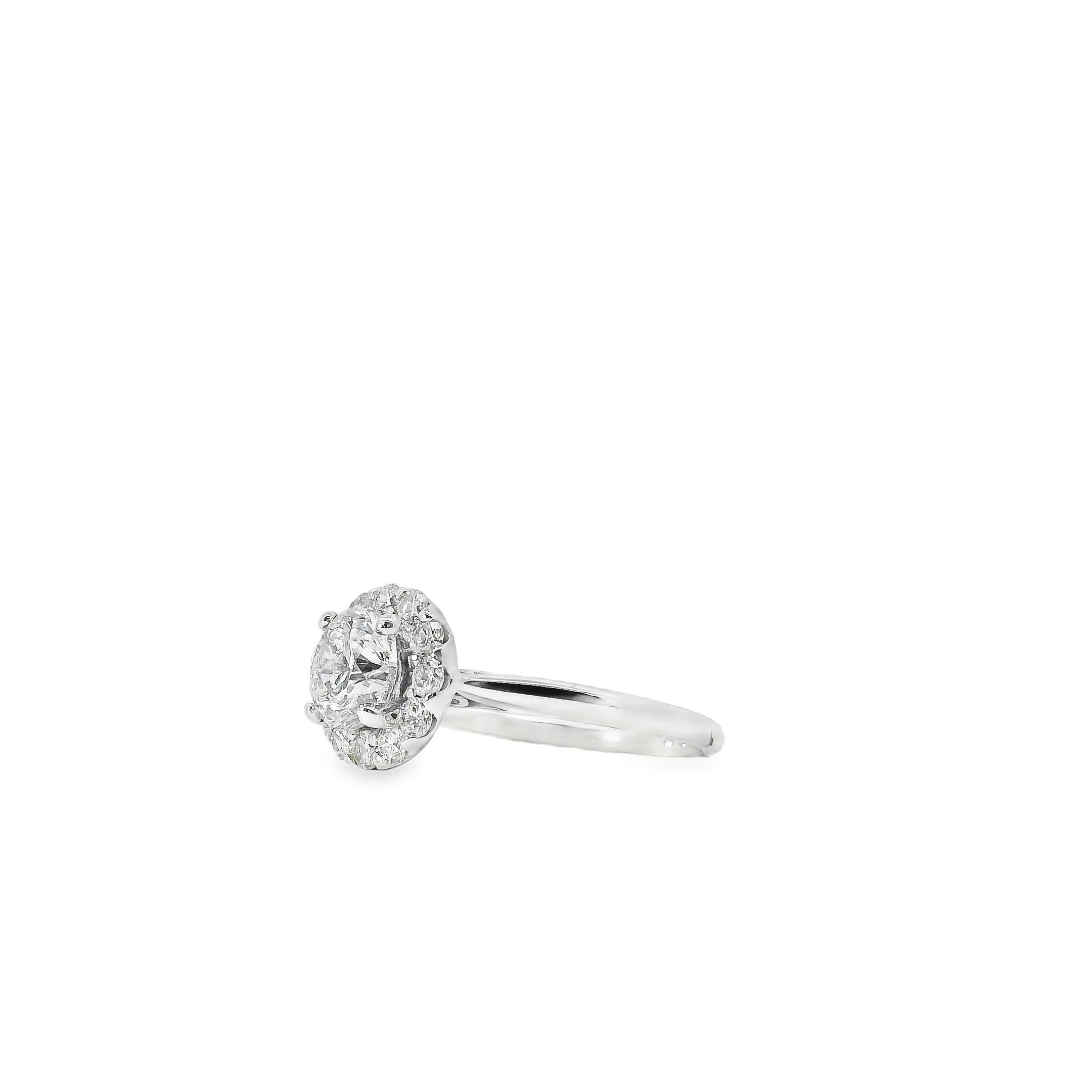 Bague de fiançailles en or blanc 14k certifiée GIA 1,02ct diamant rond brillant Excellent état - En vente à Boca Raton, FL
