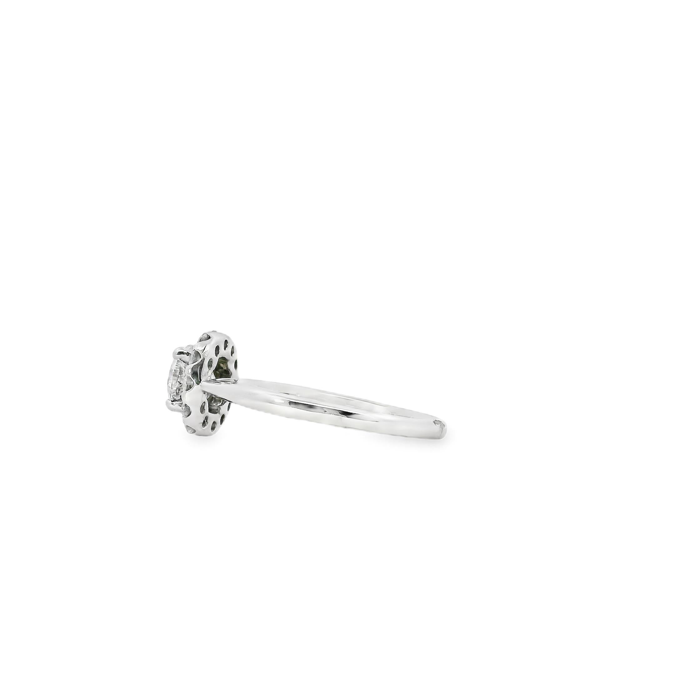 Bague de fiançailles en or blanc 14k certifiée GIA 1,02ct diamant rond brillant en vente 3