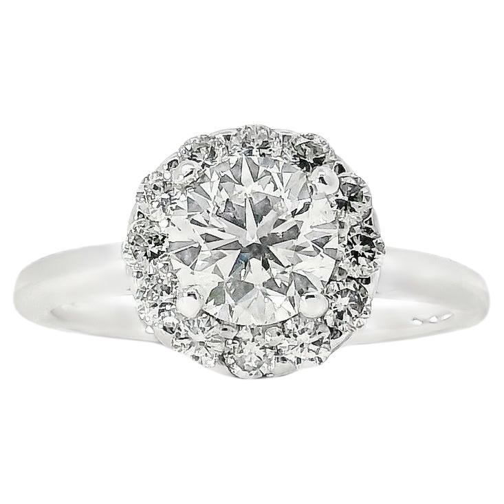 Anello di fidanzamento con diamante tondo e brillante in oro bianco 14k certificato GIA da 1,02ct