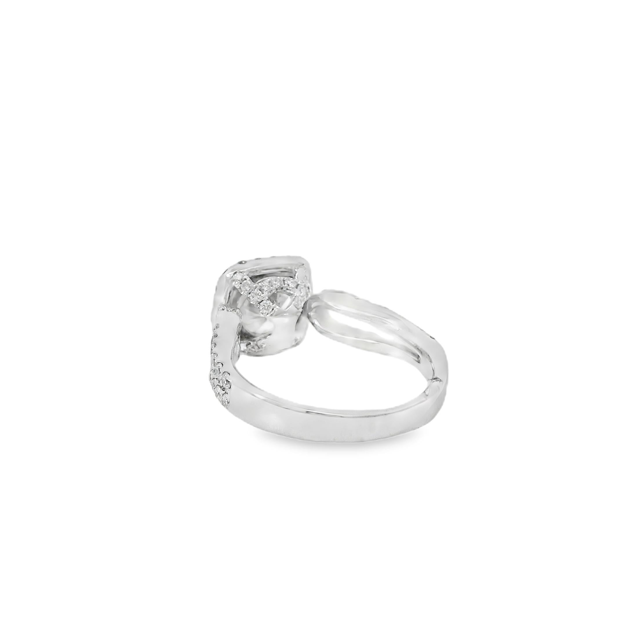 Anillo de compromiso ancho de oro blanco de 14k con diamante brillante redondo certificado GIA de 1,03 ct en venta 6