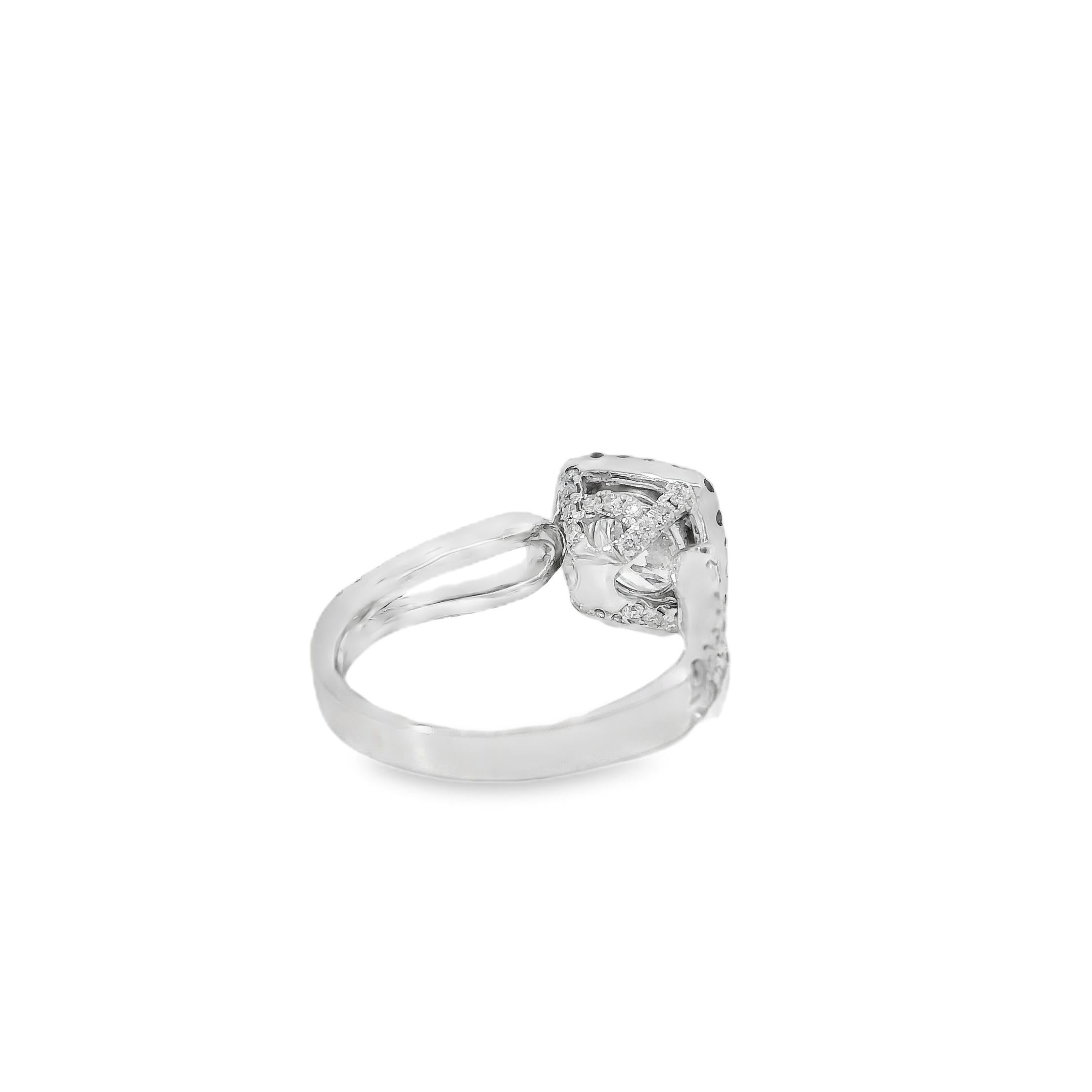 Anillo de compromiso ancho de oro blanco de 14k con diamante brillante redondo certificado GIA de 1,03 ct en venta 9